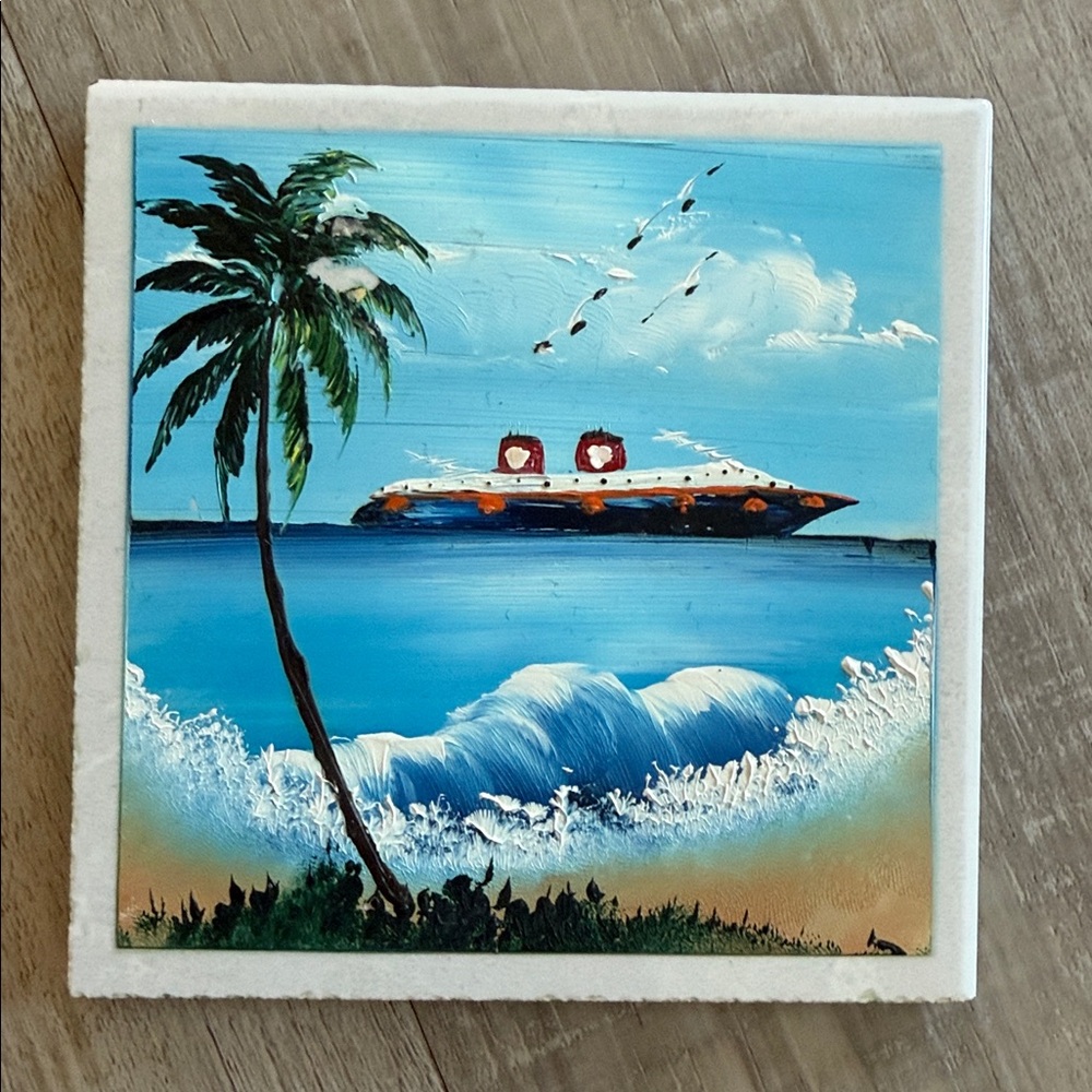 Disney cruise line painted tile